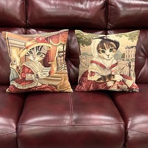 Victorian Cat Tapestry Pillow set